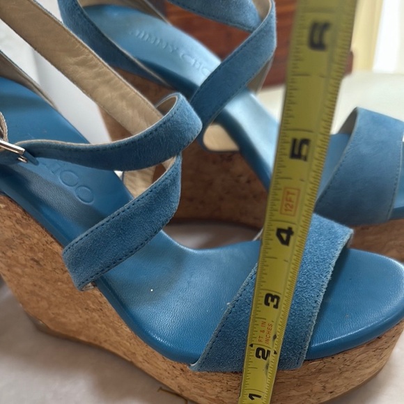 “Jimmy Choo” Women’s Wedge Sandals in Blue Suede pre-owned Size: 35 - Picture 7 of 14